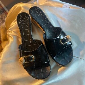 Chanel Black Slide Sandals Size 9.5